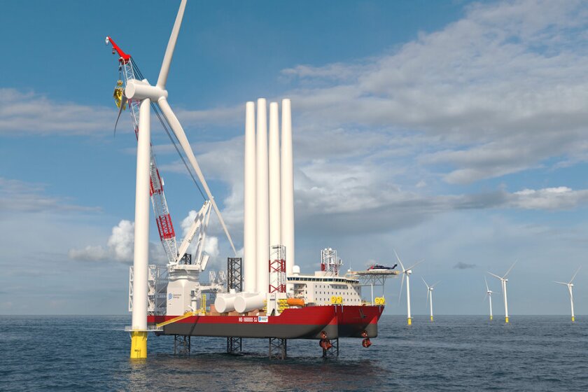 Ship+installing+an+offshore+wind+turbine+in+the+sea.