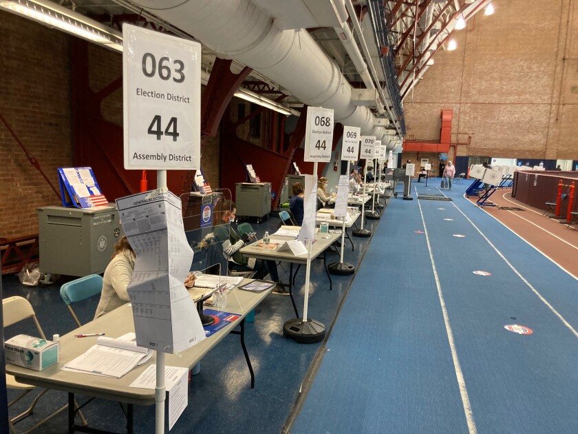 INTERIOR OF THE 14TH REGIMENT ARMORY IN NEW YORK CITY.