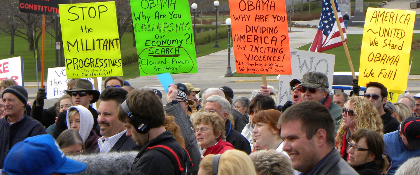 The Tea Party Express rally outside the Minnesota Capitol building in St. Paul.