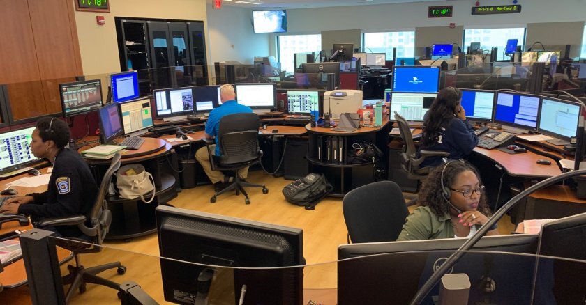 911 dispatchers at work in the Arlington County, Va., Emergency Communications Center.