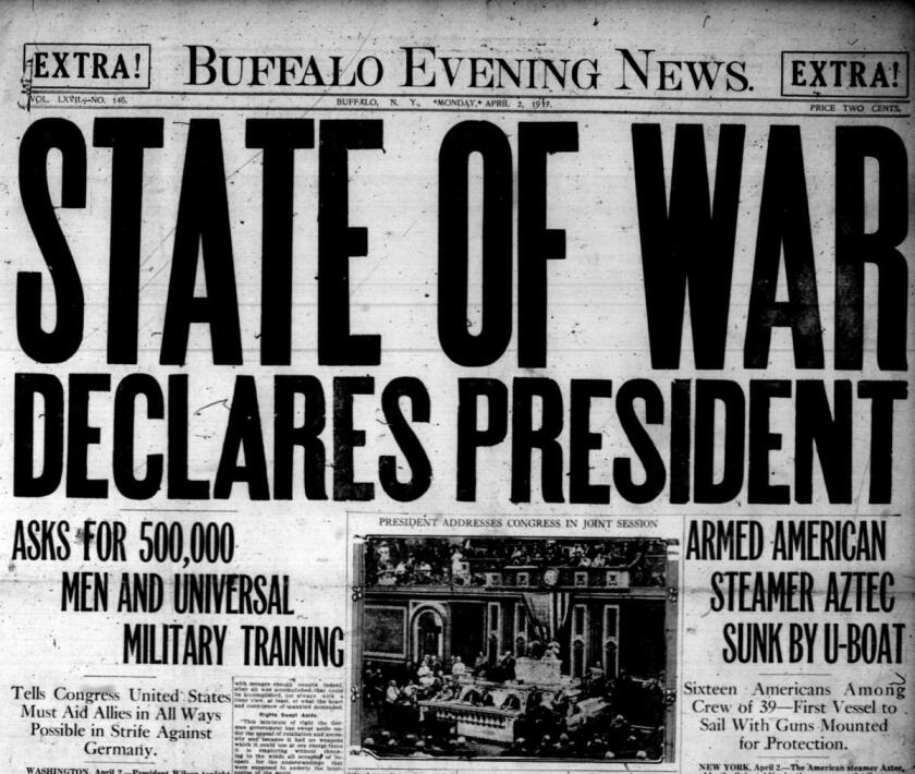 State of War - headline in the Buffalo Evening News
