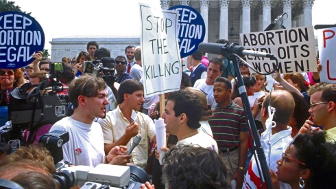 Pro-life and pro-choice demonstrators in Washington, D.C., on July 3, 1989