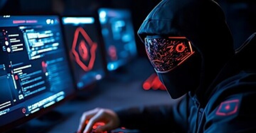 A hacker wearing a ski mask and goggles