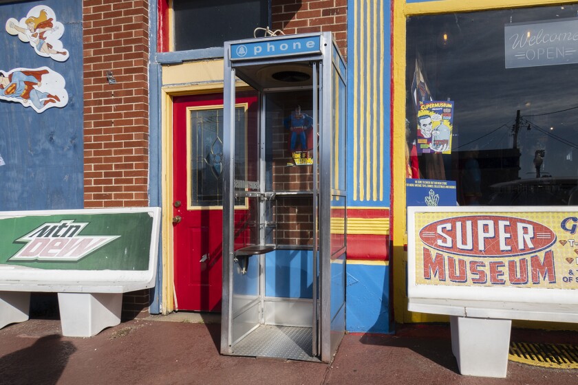 An old phone booth in Metropolis, Ill.