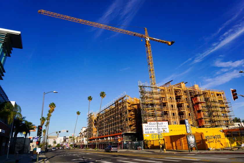 Apartments under construction in Los Angeles, Calif.