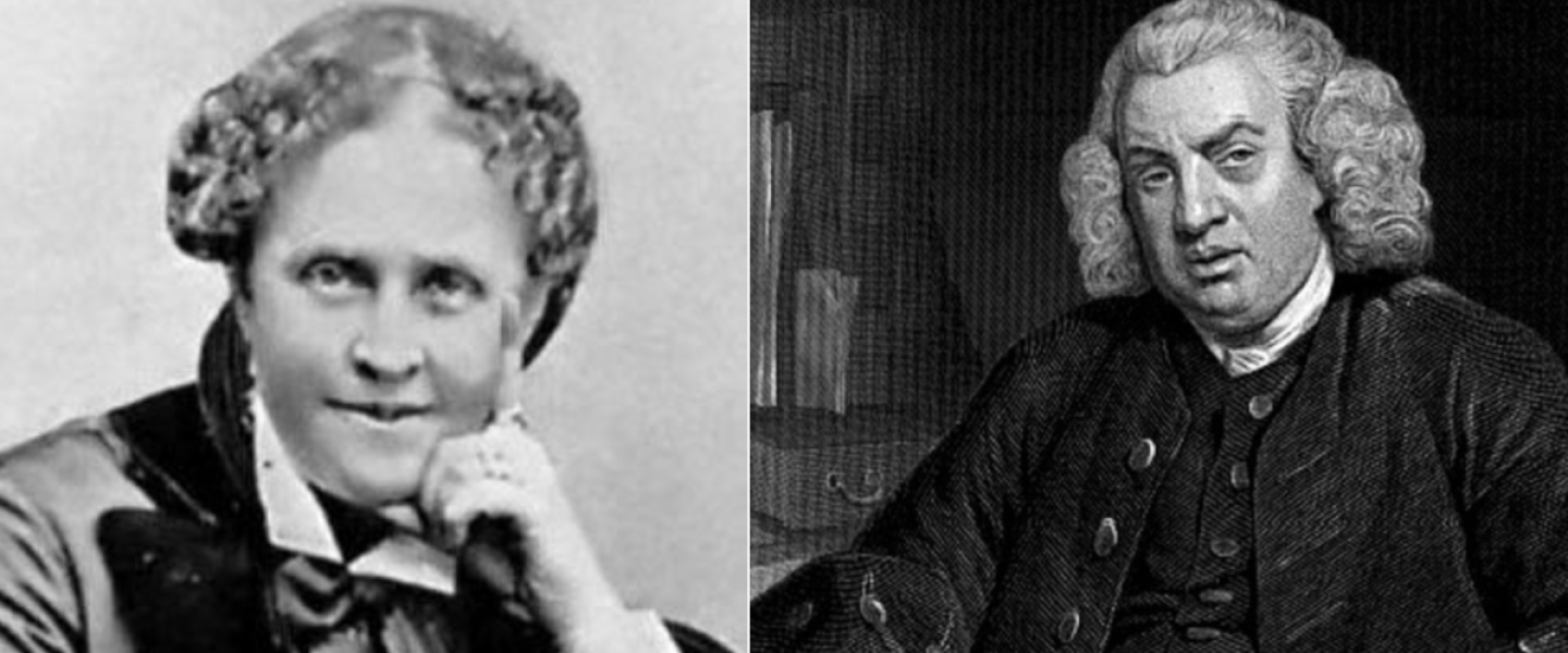 Black-and-white images of Helen Hunt Jackson and Samuel Johnson.