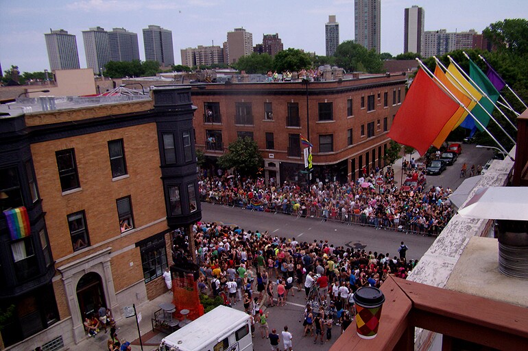 The gay pride parade in Chicago's Boystown neighborhood.