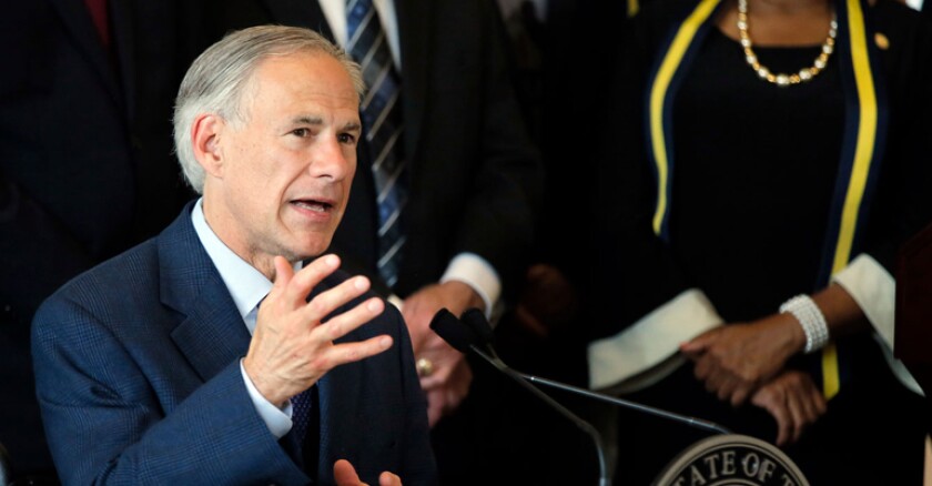Texas Governor Greg Abbott speaking.