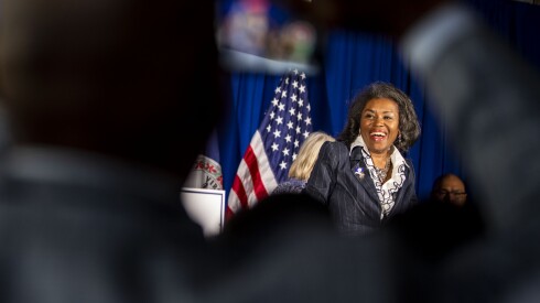 Lt. Gov. Winsome Earle-Sears announces her intention to run for governor of Virginia during an event at Chick’s Oyster Bar in Virginia Beach on Thursday, Sept. 5, 2024. (Kendall Warner / The Virginian-Pilot)