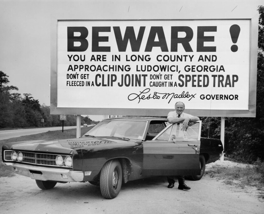 Lester Maddox Georgia speed trap