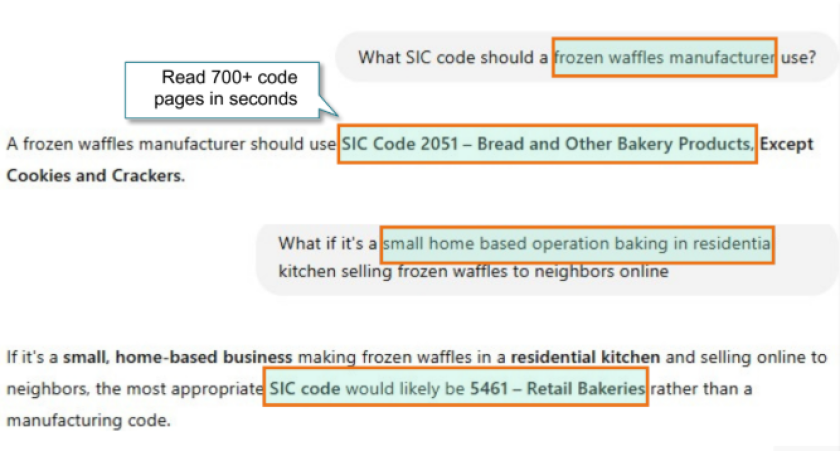 A screenshot of an AI program highlighting sections of city codes.