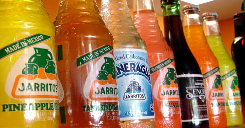 Bottles of Mexican soda