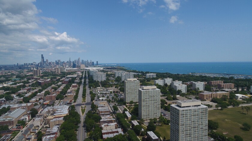 Drone,View,Of,Downtown,Chicago,From,South,Side