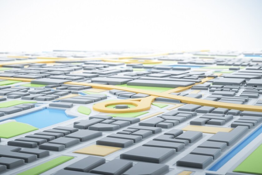 Illustration of a GIS map of a city.