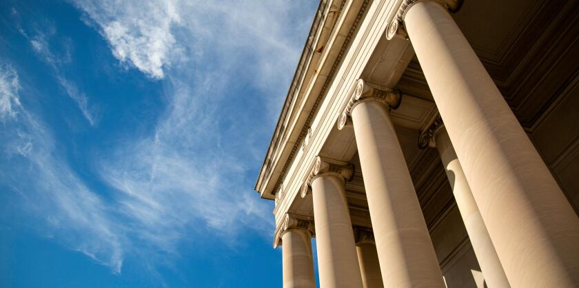 Federal building and a beautiful blue sky.