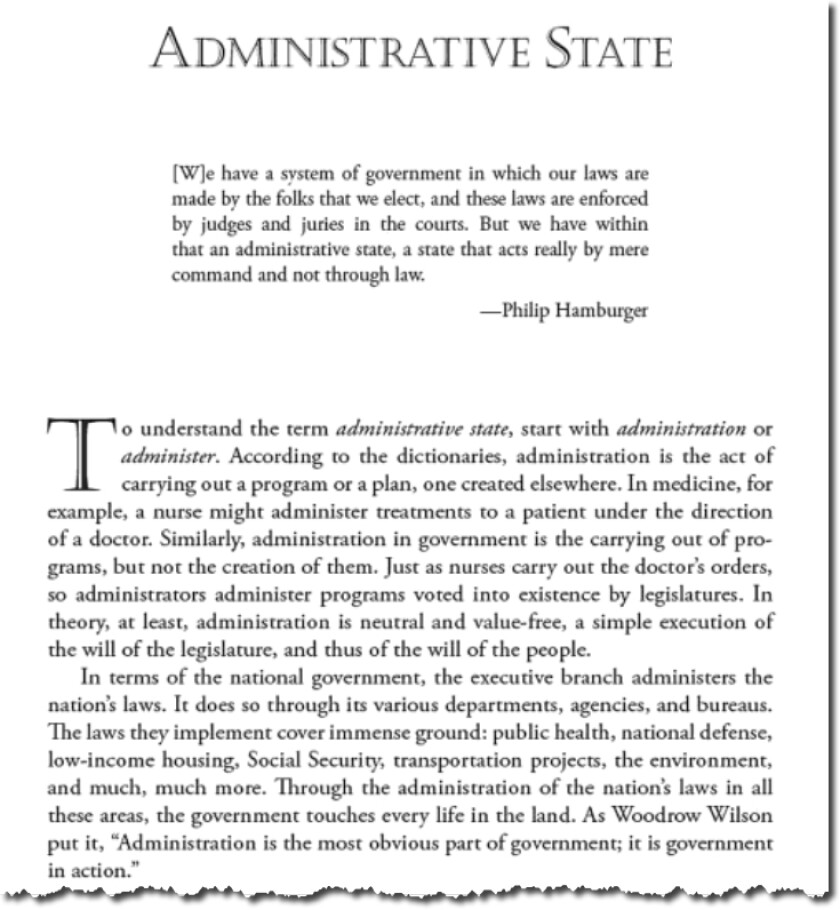 The entry for Administrative State in the book, Language of Liberty