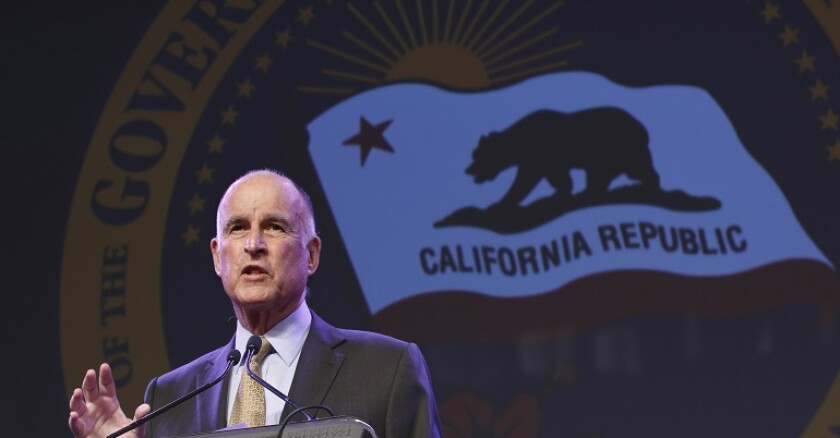 Jerry Brown at Podium