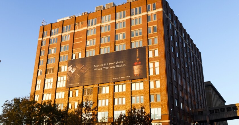 Alcohol ad on NYC building.