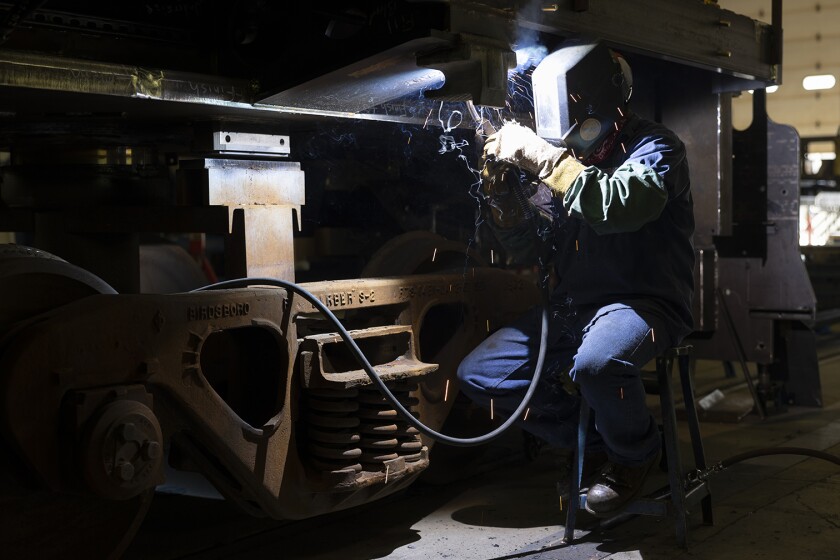A welder working.