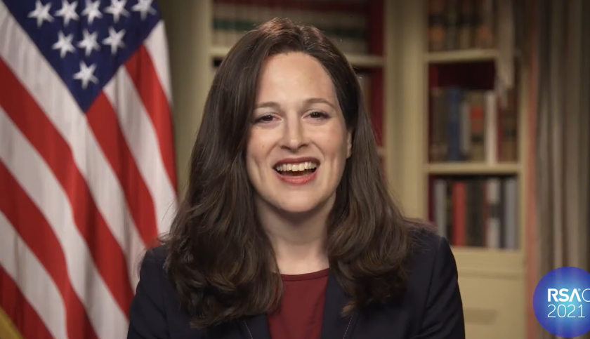 Anne Neuberger, deputy national security adviser for cyber and emerging tech for the National Security Council, speaking at a virtual conference.