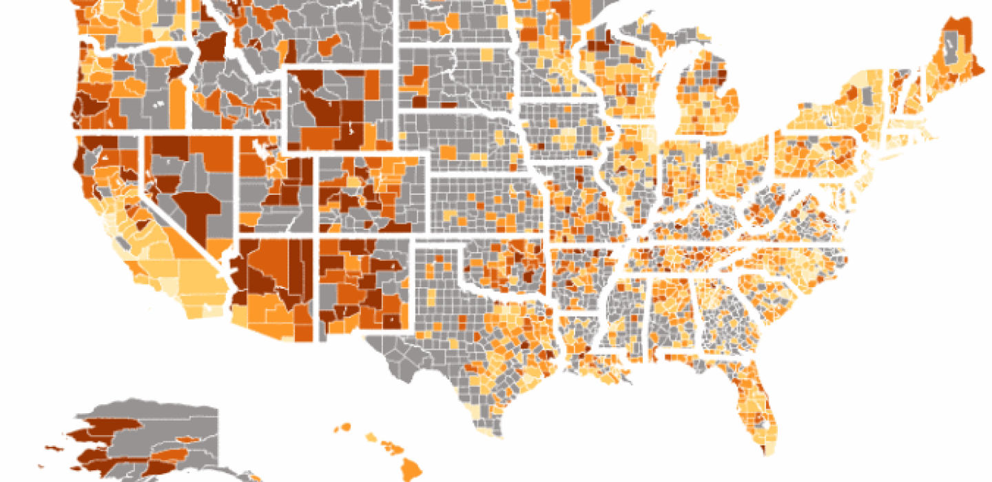 Suicide Death Rates For U S Counties Map Of Suicides 2022 Us