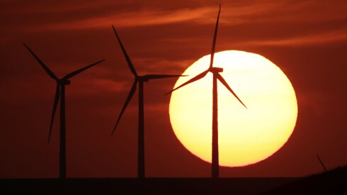 Wind turbines near Beaumont, Kansas.