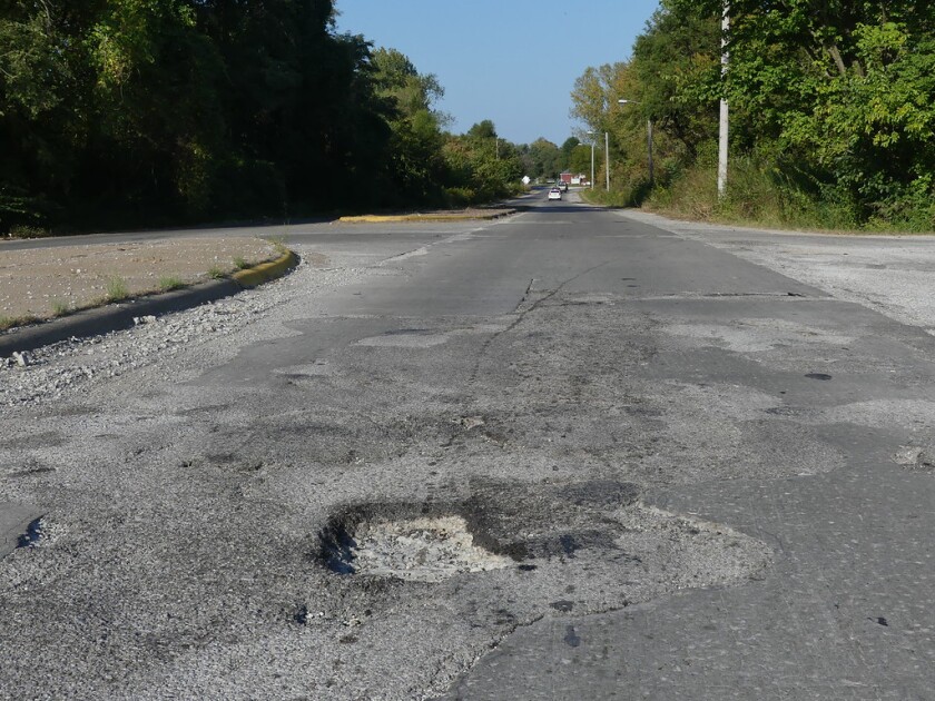 One of the many potholes around Cahokia, Alorton and Centreville