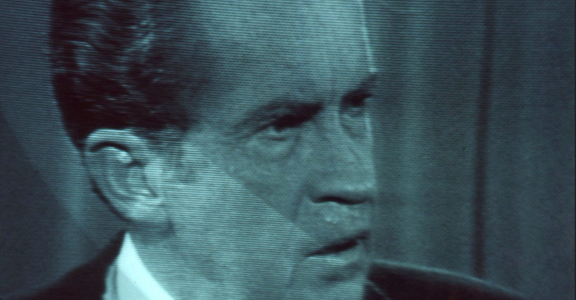 Richard Nixon speaking on TV.