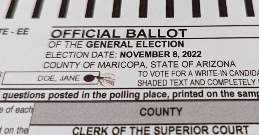 an official maricopa county, ariz.,  ballot for the general election in 2022