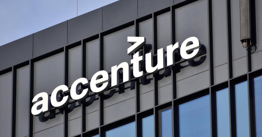 An Accenture sign on a building.