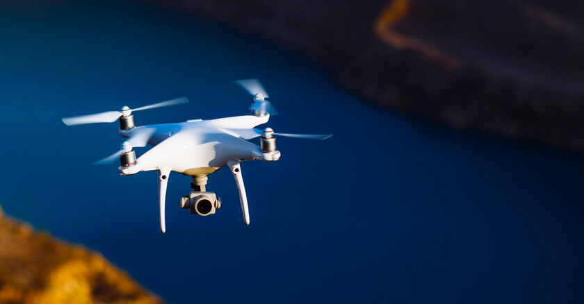 drone flying with a camera