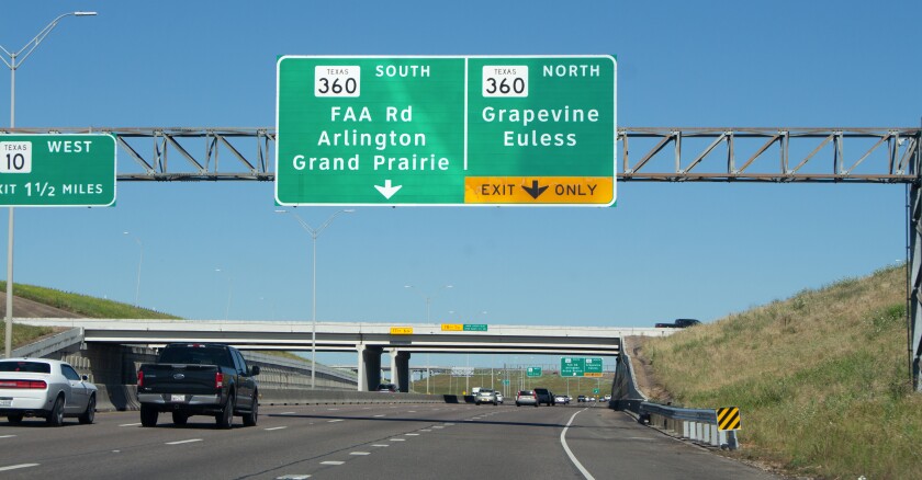 A highway in Arlington, Texas.