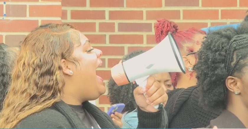 Protesting students at Lincoln University of Missouri