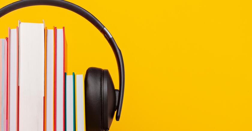 Set of books with headphones