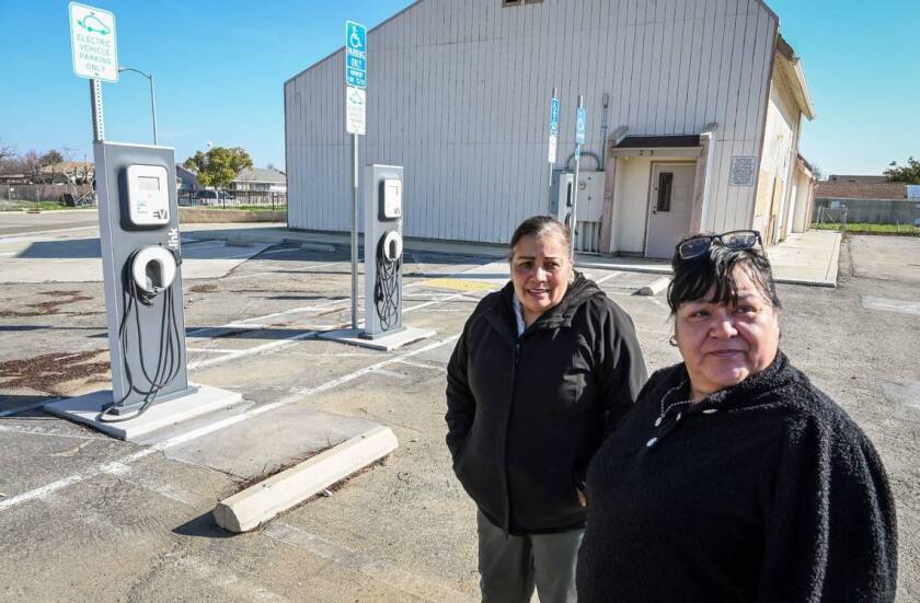 Cantua Creek residents Julia Mendoza, center, and Blanca Gomez