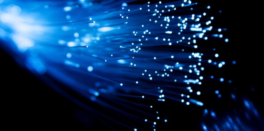 Blue fiber optic cable