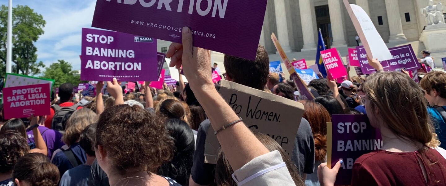 Abortion-rights protesters outside the U.S. Supreme Court.