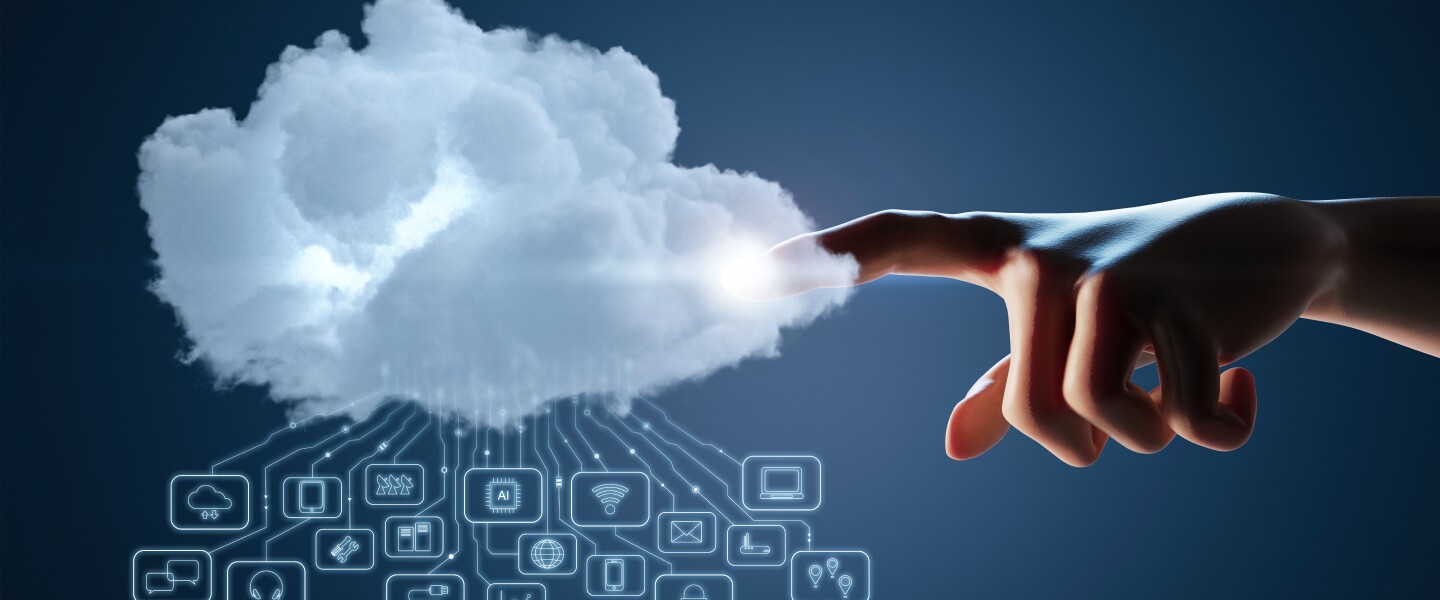 Cloud,Computing,Technology,Concept,With,3d,Rendering,Human,Hand,With