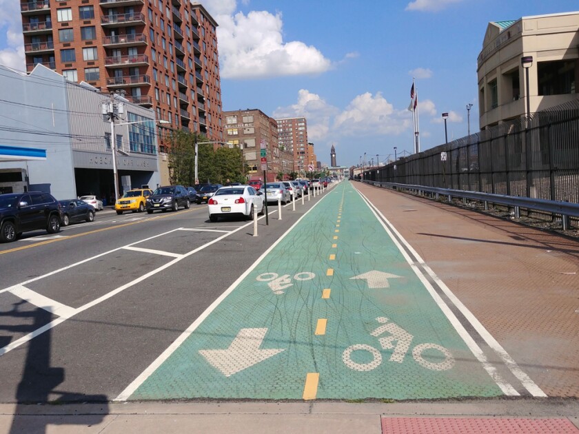protected bicycle lane in Hoboken, NJ