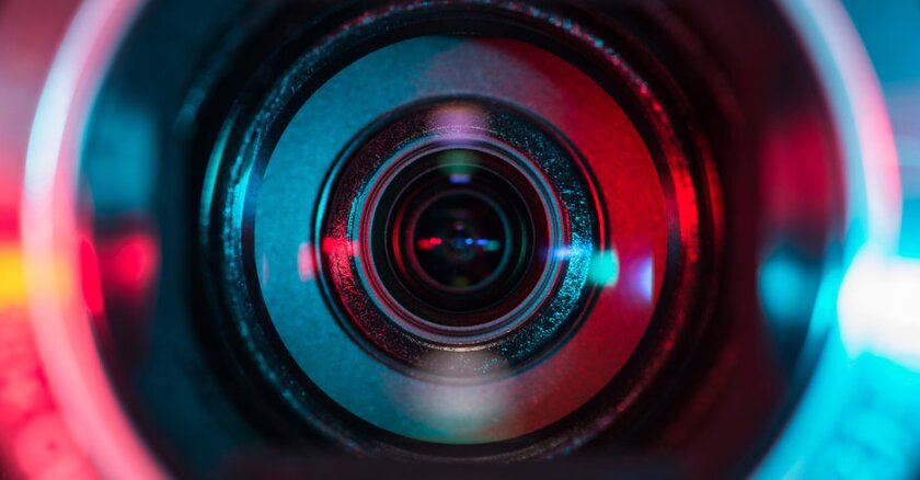 Closeup of a camera lens.