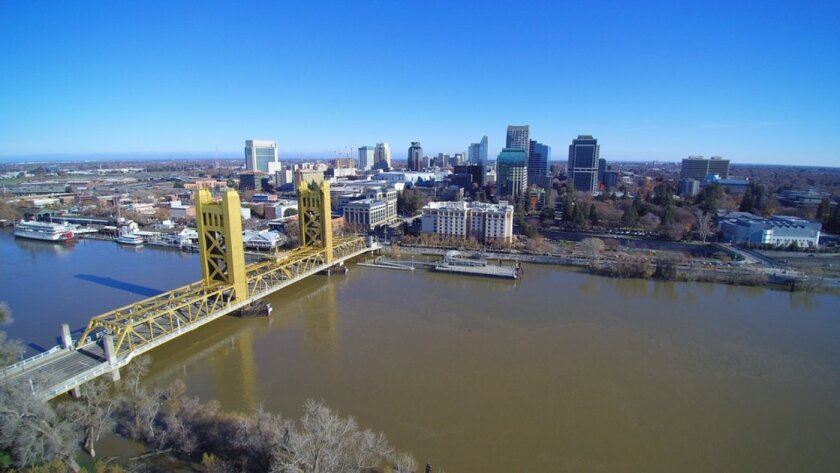 Aerial view of the city of Sacramento.