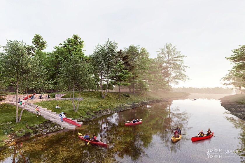 Conceptual image of a canoe launching site.