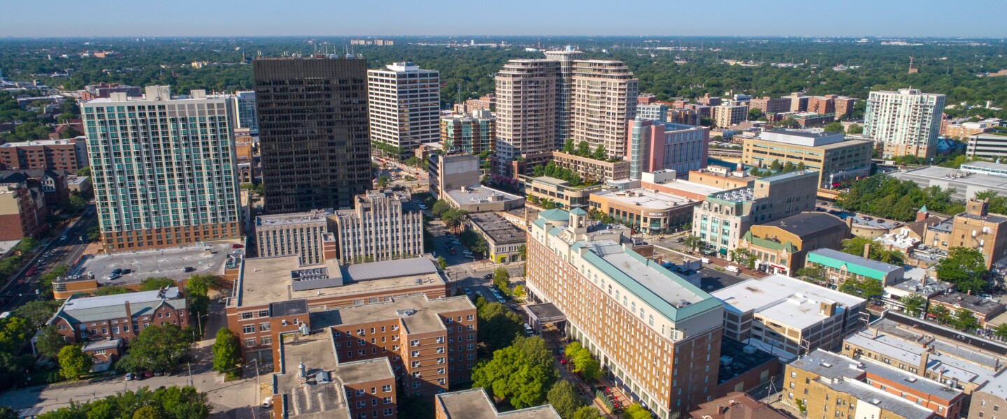 Aerial view of Evanston, Illinois