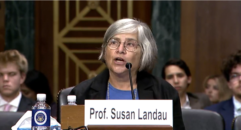 Susan Landau, bridge professor in Cybersecurity and Policy at Tufts University, testifies during the Senate subcommittee hearing.